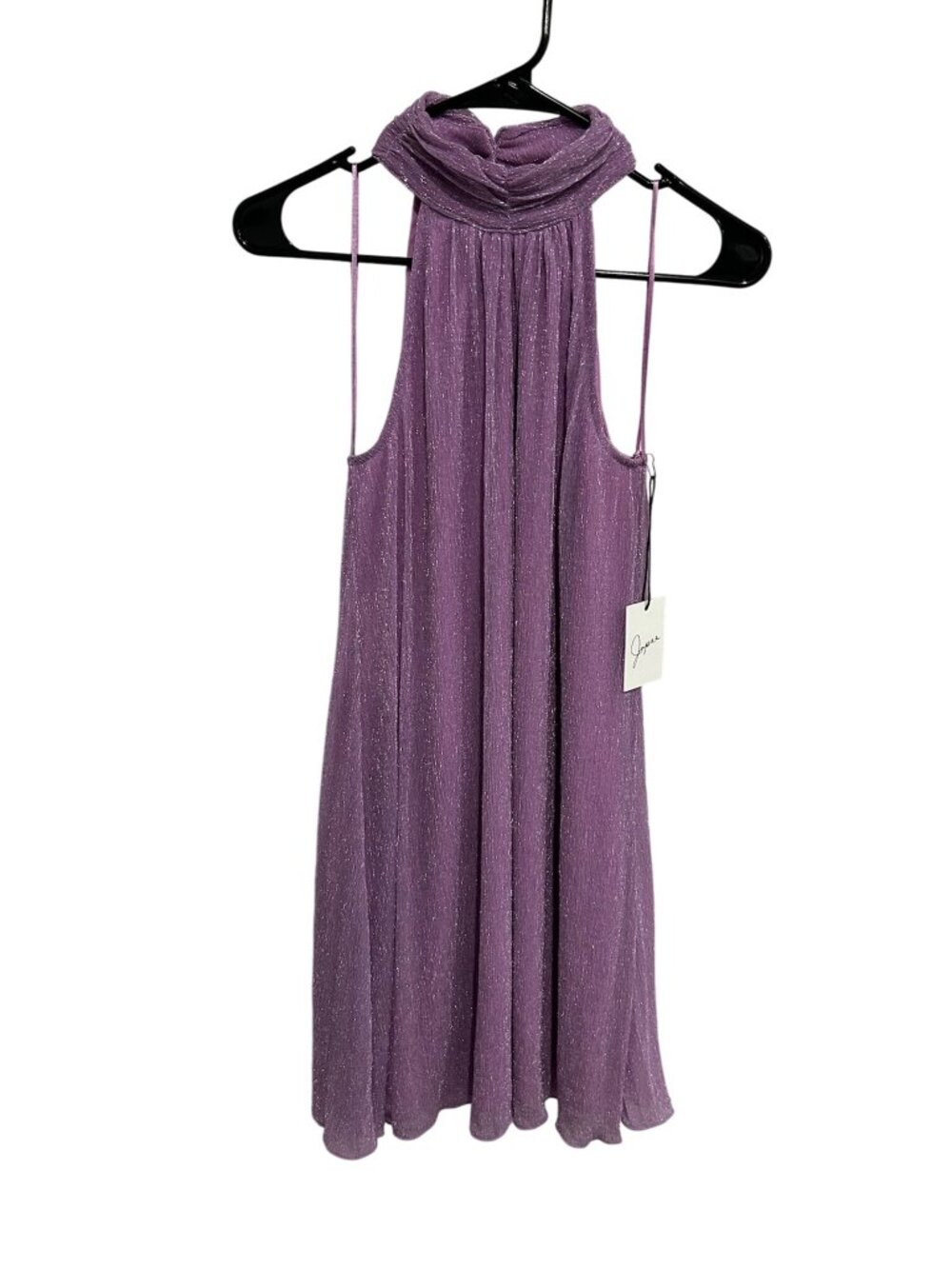 Japna Halter Sleeveless Mini Dress Lavender Sz Small Metallic Party Cocktail NWT
